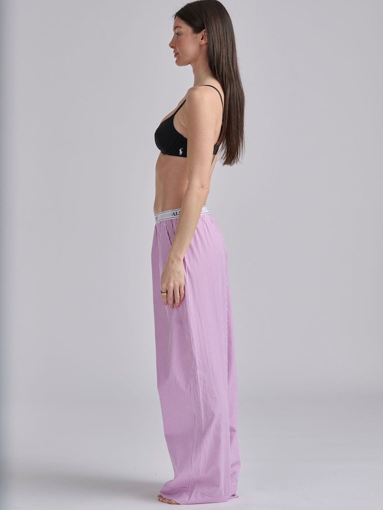 Polo Ralph Lauren Purple Shirting Stripes Separate Logo Pyjamas - Image 4 of 4