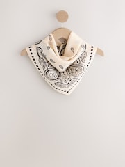 Ecru Cream - Bandana Print Lightweight Square Scarf - រូបភាព 5 នៃ 7