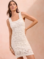 Friends Like These Cream Petite Crochet Mini Dress - Image 4 of 6