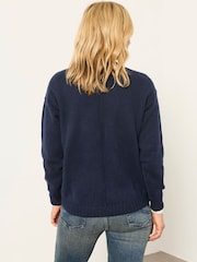 FatFace Barley Navy Knitted Crew Neck Jumper - Image 2 of 6