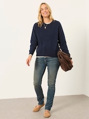 FatFace Barley Navy Knitted Crew Neck Jumper - Image 4 of 6
