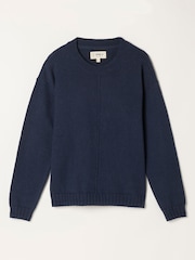 FatFace Barley Navy Knitted Crew Neck Jumper - Image 6 of 6