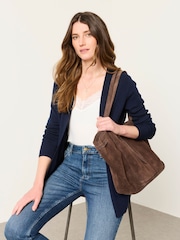 FatFace Selene Navy Knitted Longline Cardigan - Image 3 of 5