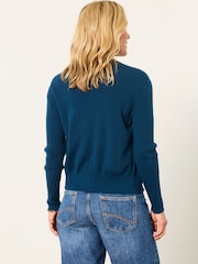Bleu de sarcelle - Cardigan FatFace en maille boutonné sur le devant - Image 2 de 6