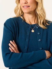 Bleu de sarcelle - Cardigan FatFace en maille boutonné sur le devant - Image 3 de 6