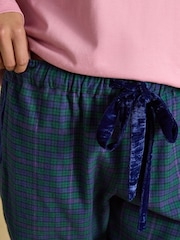 Navy check Woven Brushed Cotton Pyjama Bottoms - Image 4 of 8