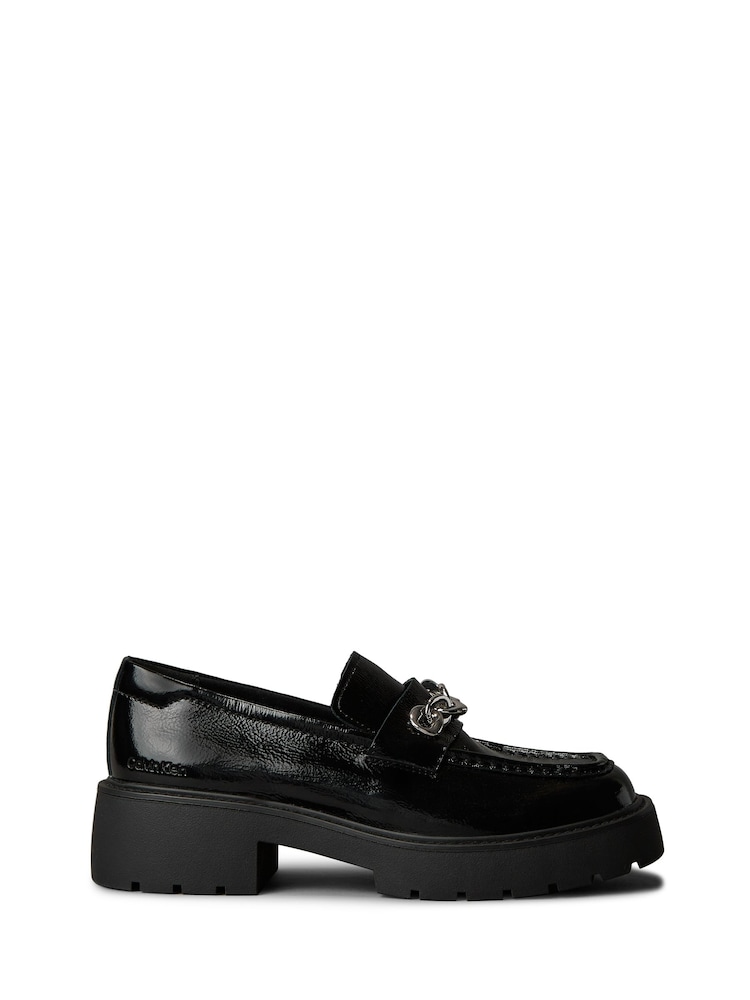 Calvin Klein Black Leather Chunky Apron Toe Loafers - Image 1 of 6 Calvin Klein Black Leather Chunky Apron Toe Loafers - Image 1 of 6