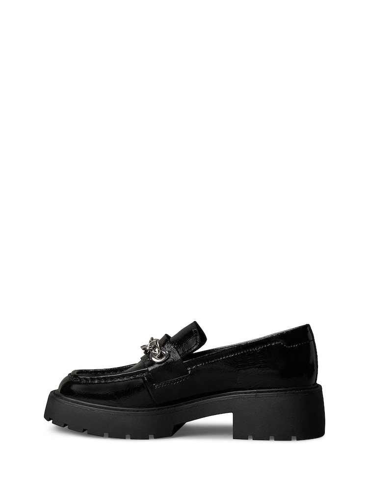 Calvin Klein Black Leather Chunky Apron Toe Loafers - Image 2 of 6 Calvin Klein Black Leather Chunky Apron Toe Loafers - Image 2 of 6