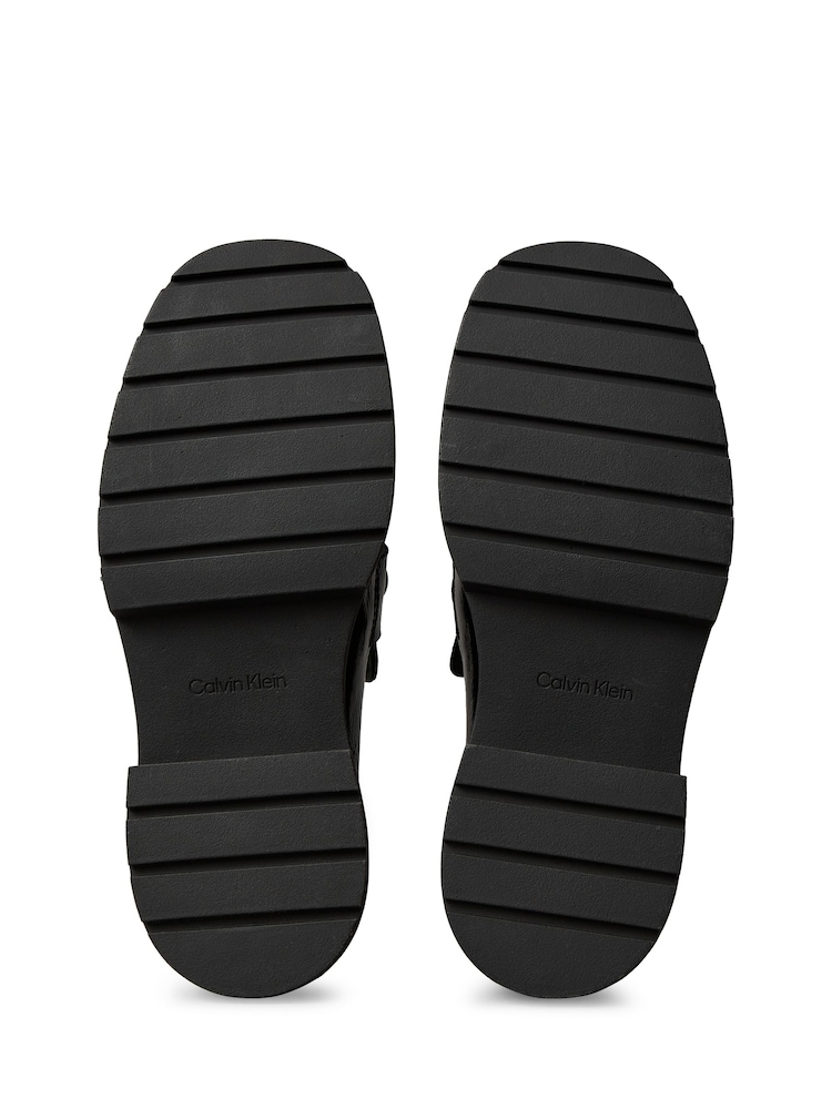 Calvin Klein Black Leather Chunky Apron Toe Loafers - Image 6 of 6 Calvin Klein Black Leather Chunky Apron Toe Loafers - Image 6 of 6