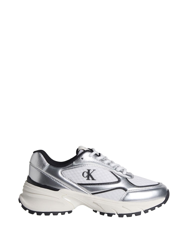 Calvin Klein Silver Trailblazer — Mesh Mix Runner Trainers - Image 1 of 4 Calvin Klein Silver Trailblazer — Mesh Mix Runner Trainers - Image 1 of 4