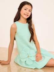 Lipsy Mint Green 3D Flower Scuba Occasion Dress (5-16yrs) - Image 4 of 5