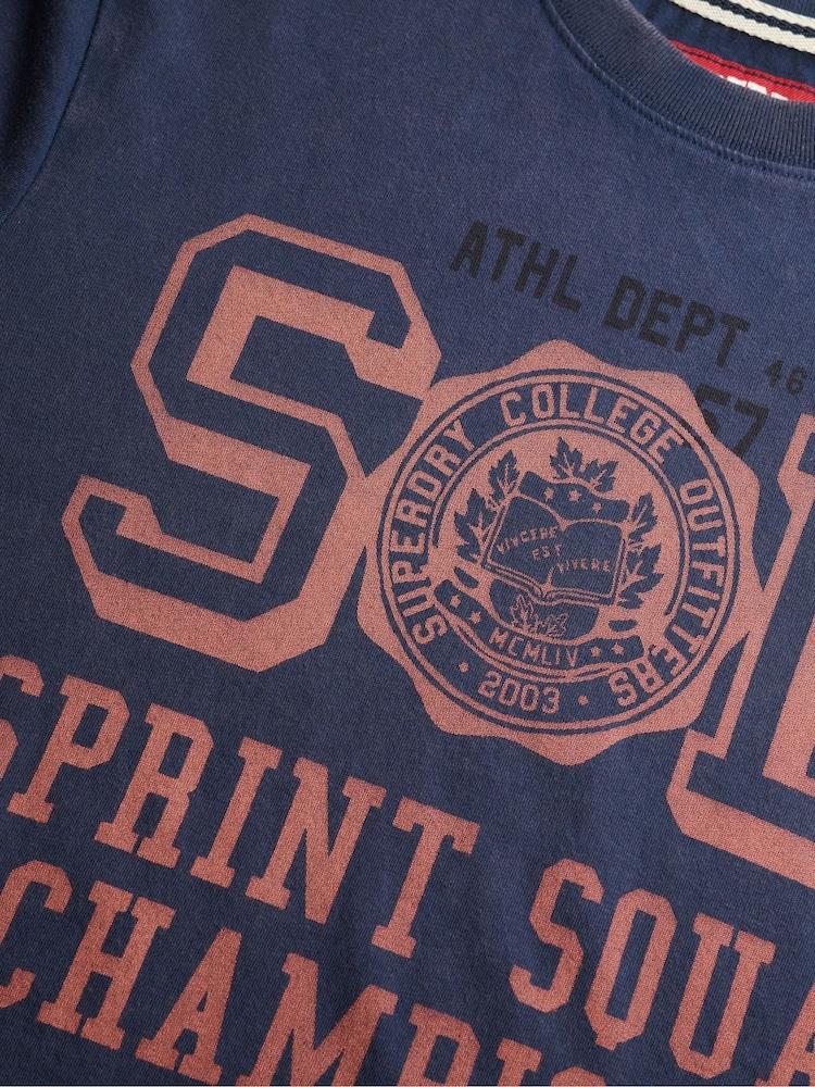 Superdry Blue Vintage Prep Relaxed T-Shirt - Image 5 of 5