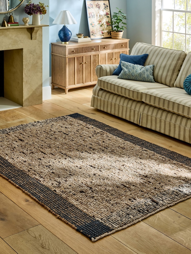 Laura Ashley Natural Jute Stripe Border Rug - Image 1 of 5 Laura Ashley Natural Jute Stripe Border Rug - Image 1 of 5