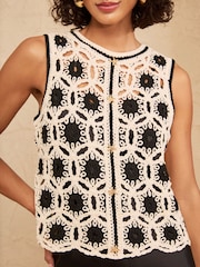 Love & Roses Starfish Detail Cotton Rich Crochet Style 2 In1 Midi Dress - Imaginea 2 din 4