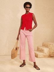 Love & Roses Red Bow Detail Cotton Rich Crew Neck Knitted Vest - Image 3 of 4