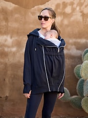 Seraphine Black Cotton Blend Maternity & Baby-Wearing 3-in-1 Hoodie - Image 2 of 4