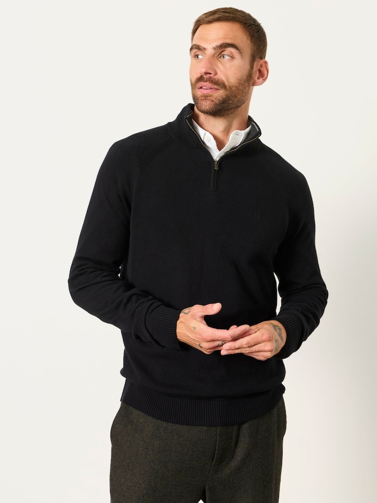FatFace Rye Black Half Neck Knitted Jumper - Image 1 of 5