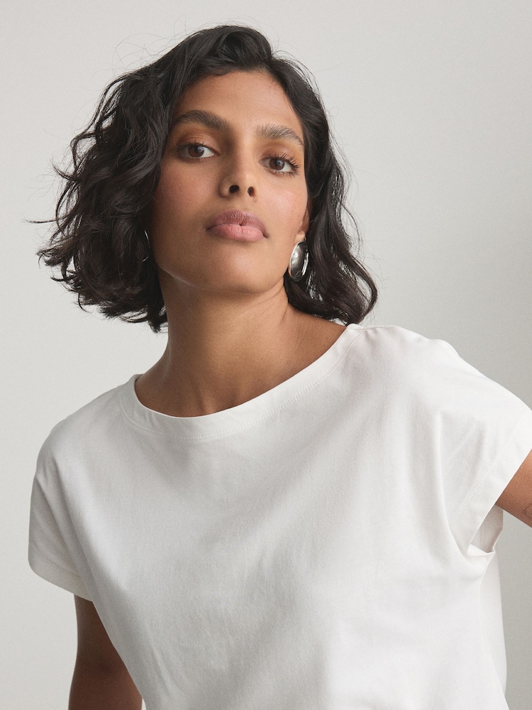 White Grown On Cap Sleeve T-Shirt - Image 5 of 5