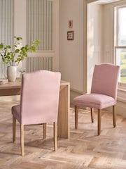 Set of 2 Soft Twill Light Rose Pink Wood Leg Malvern Non Buttoned Dining Chairs - Image 1 of 9
