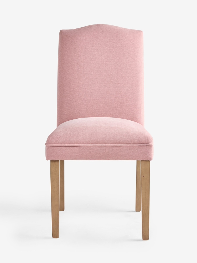 Set of 2 Soft Twill Light Rose Pink Wood Leg Malvern Non Buttoned Dining Chairs - Image 2 of 9