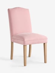 Set of 2 Soft Twill Light Rose Pink Wood Leg Malvern Non Buttoned Dining Chairs - Image 3 of 9