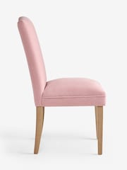 Set of 2 Soft Twill Light Rose Pink Wood Leg Malvern Non Buttoned Dining Chairs - Image 5 of 9