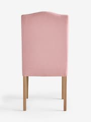 Set of 2 Soft Twill Light Rose Pink Wood Leg Malvern Non Buttoned Dining Chairs - Image 6 of 9