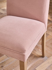 Set of 2 Soft Twill Light Rose Pink Wood Leg Malvern Non Buttoned Dining Chairs - Image 7 of 9