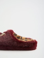 Lipsy Burgundy Red Comfort Cherry Soft Faux Fur Mule Slip on Slippers - Image 5 of 7