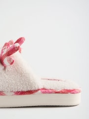 Lipsy Cream Soft Faux Borg Reindeer Mule Slippers - Image 3 of 5