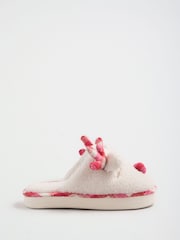Lipsy Cream Soft Faux Borg Reindeer Mule Slippers - Image 5 of 5