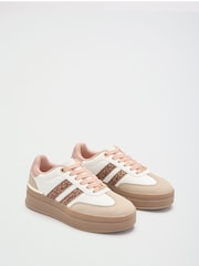 Lipsy White Lace Up Chunky Gum Sole Flatform Trainers - Image 3 of 5