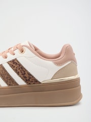 Lipsy White Lace Up Chunky Gum Sole Flatform Trainers - Image 4 of 5