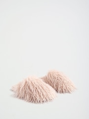 Lipsy Dusky Pink Fluffy Faux Fur Slider Slippers - Image 4 of 7