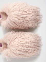 Lipsy Dusky Pink Fluffy Faux Fur Slider Slippers - Image 6 of 7