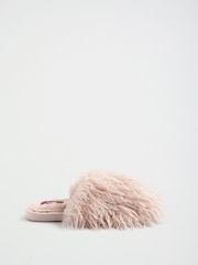 Lipsy Dusky Pink Fluffy Faux Fur Slider Slippers - Image 7 of 7