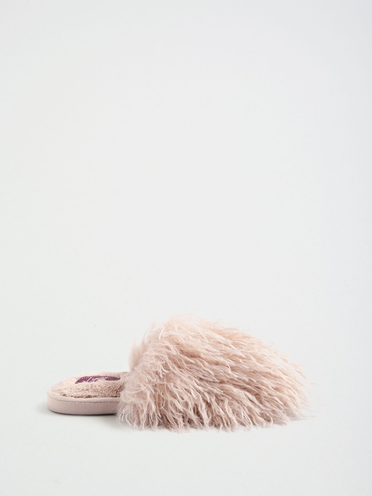 Lipsy Dusky Pink Fluffy Faux Fur Slider Slippers - Image 7 of 7 Lipsy Dusky Pink Fluffy Faux Fur Slider Slippers - Image 7 of 7