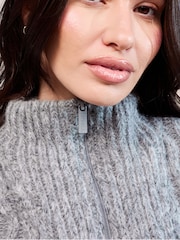 LOVALL Grey Cable Knit 1/4 Zip Jumper - Image 3 of 5