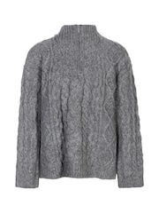 LOVALL Grey Cable Knit 1/4 Zip Jumper - Image 5 of 5