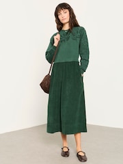 FatFace Pacey Green 2in1 Cord Midi Dress - Image 1 of 5