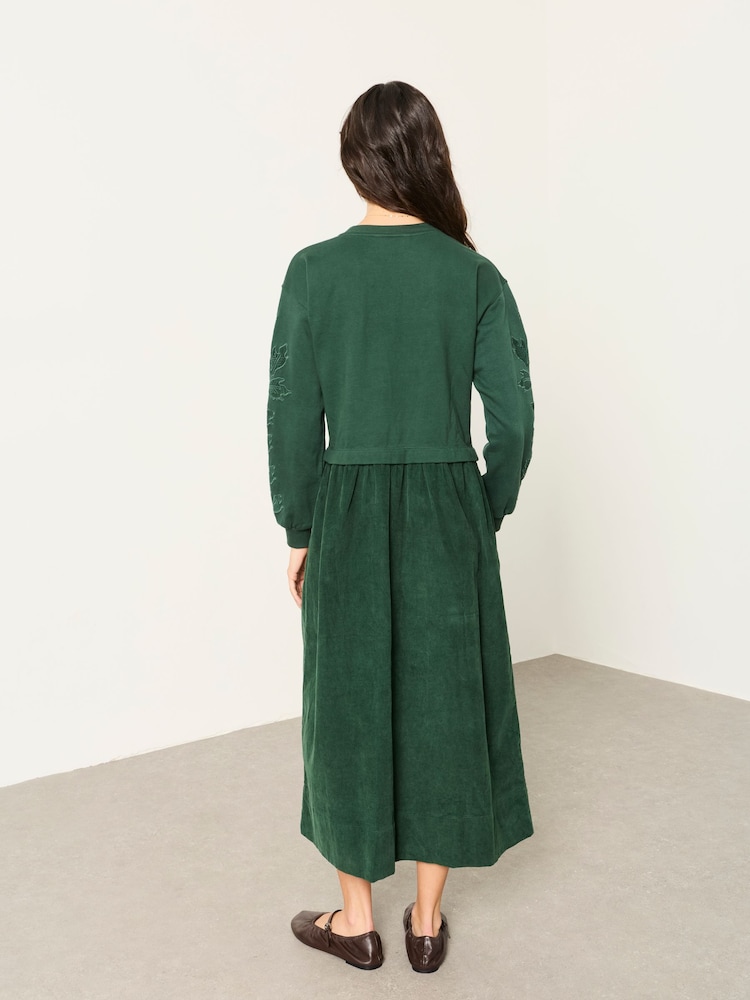 FatFace Pacey Green 2in1 Cord Midi Dress - Image 2 of 5