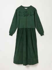 FatFace Pacey Green 2in1 Cord Midi Dress - Image 5 of 5