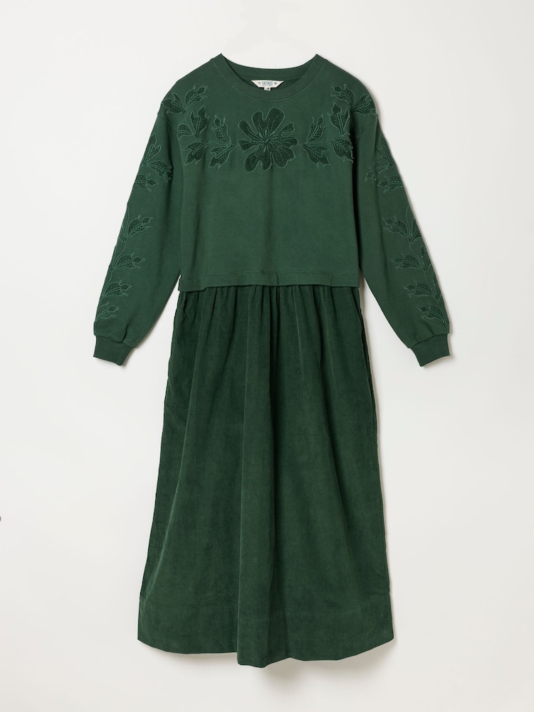 FatFace Pacey Green 2in1 Cord Midi Dress - Image 5 of 5