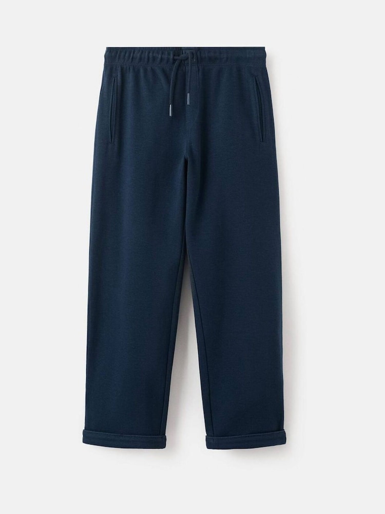 Mango Navy Cotton Hemmed Joggers - Image 1 of 3