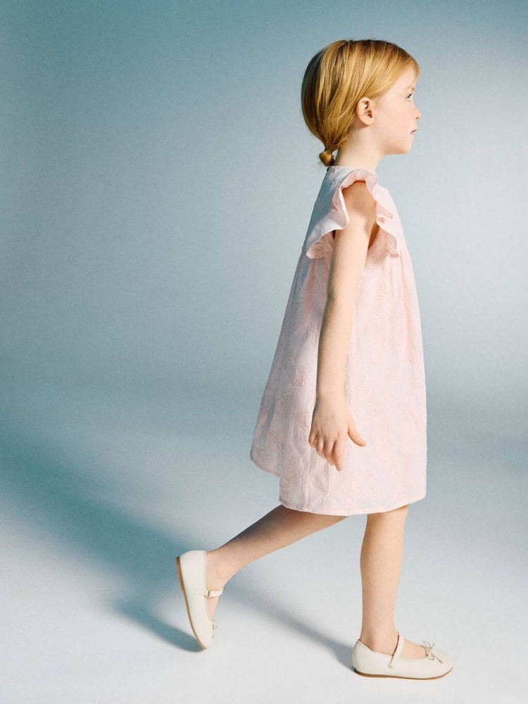 Mango Pink Ruffle Sleeve Dress - Image 1 of 5