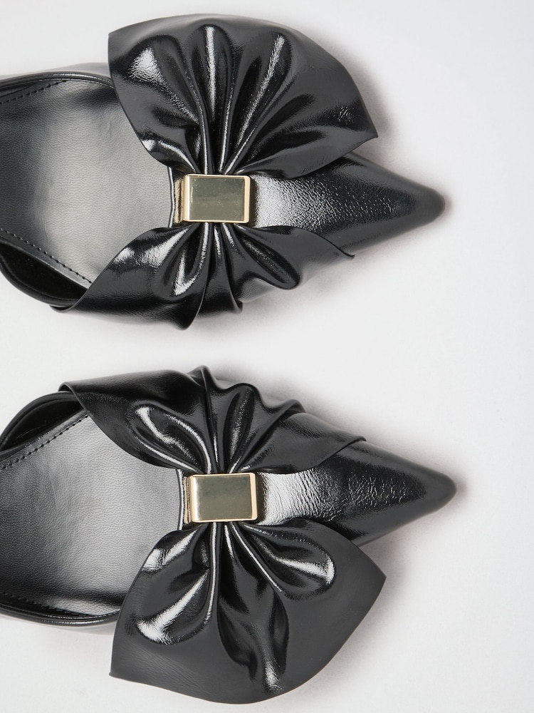 Lipsy Black Standard Fit Faux Patent Leather Hardware Bow Detail Slingback Mid Heel Court Shoe - Image 6 of 6 Lipsy Black Standard Fit Faux Patent Leather Hardware Bow Detail Slingback Mid Heel Court Shoe - Image 6 of 6
