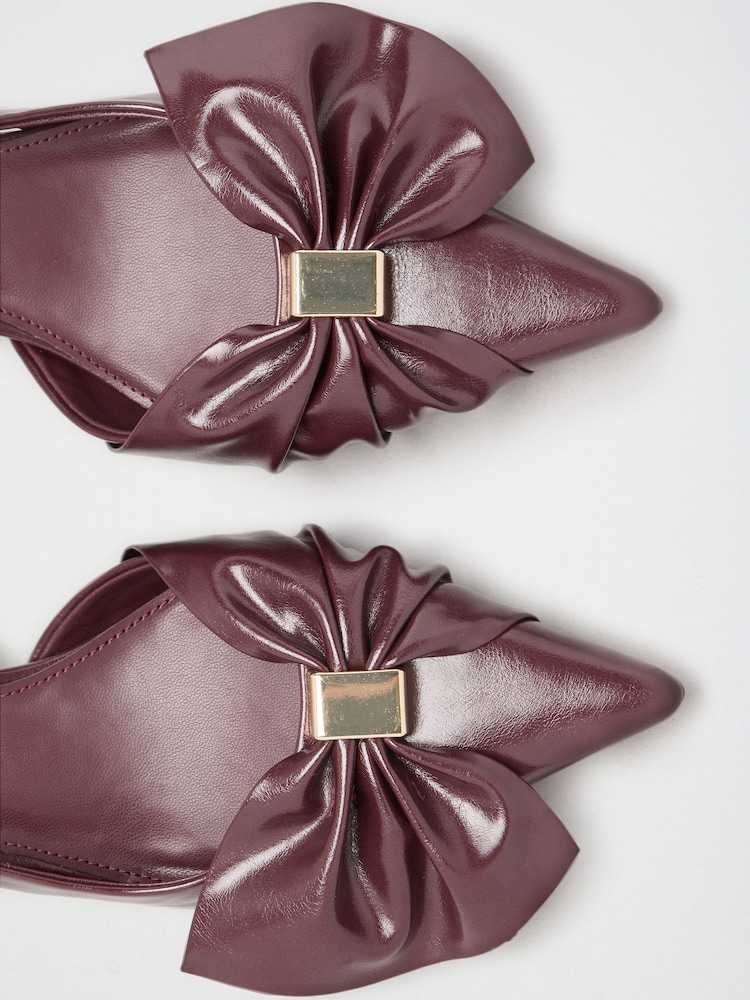 Lipsy Burgundy Red Standard Fit Faux Patent Leather Hardware Bow Detail Slingback Mid Heel Court Shoe - Image 6 of 6 Lipsy Burgundy Red Standard Fit Faux Patent Leather Hardware Bow Detail Slingback Mid Heel Court Shoe - Image 6 of 6