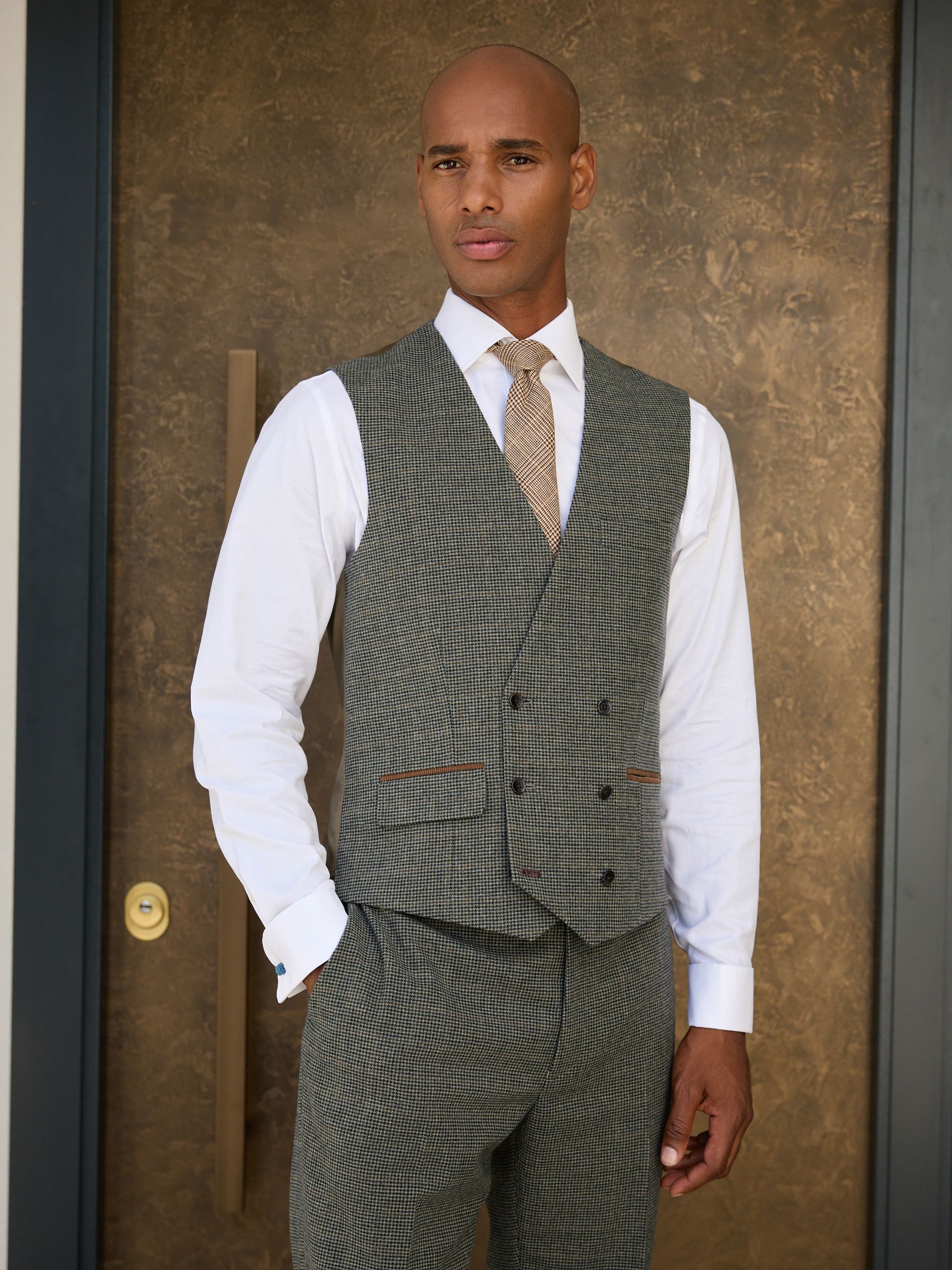 Buy Green Double Breasted Fit Nova Fides Italian Wool Blend Check