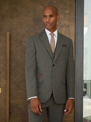 Green Double Breasted Fit Nova Fides Italian Wool Blend Check Suit Waistcoat - Image 2 of 6
