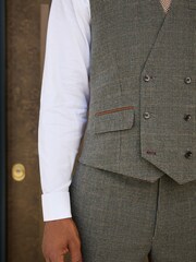 Green Double Breasted Fit Nova Fides Italian Wool Blend Check Suit Waistcoat - Image 5 of 6